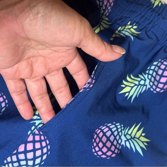 Navy Pineapple Print Athletic Shorts NWOT - Picture 2 of 9